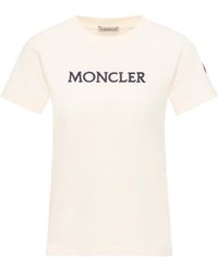 Moncler - Moncler Embroidered Tonal Logo Cotton T-Shirt - Lyst