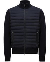 Moncler - Wattierte Strickjacke Aus Baumwoll-Krepp Mit Reißverschluss, Herren, Größe - Lyst