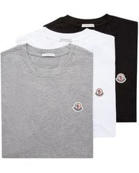Moncler - Moncler Logo Patch Cotton T-Shirt (Pack Of Three) - Lyst