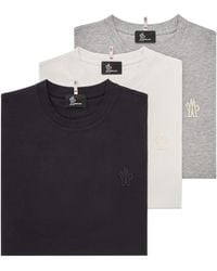 Moncler - Moncler Logo Patch Cotton Blend T-Shirt (Three Pack) - Lyst