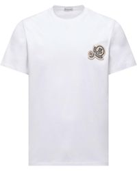 Moncler - Moncler Double Logo Patch Cotton T-Shirt - Lyst