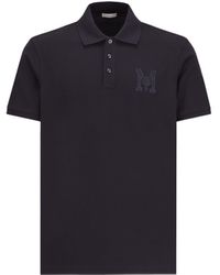 Moncler - Embroidered Monogram Polo Shirt Blue - Lyst