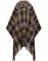 Moncler - Moncler Capa Con Flecos De Mezcla De Mohair, Alpaca Y Lana, Mujer, Talla - Lyst