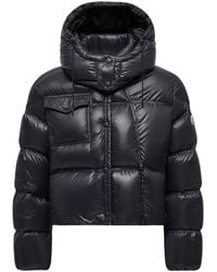 Moncler - Piumino Corto Con Cappuccio E Trapuntatura A Quadri Erea, Donna, Taglia - Lyst