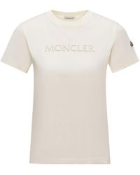 Moncler - Moncler Embroidered Tonal Logo Cotton T-Shirt - Lyst