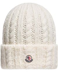 Moncler - Moncler Cable Knit Wool Blend Beanie - Lyst