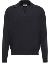 Moncler - Moncler Wool & Cashmere Long Sleeve Polo Shirt - Lyst