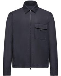 Moncler - Moncler Chemise En Coton Mélangé À Logo En Cuir, Homme, Taille - Lyst