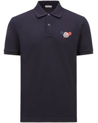 Moncler - Tennis Logo Patch Polo Shirt Blue - Lyst