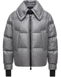 Moncler - Sandane Metallic Wool Blend Short Down Jacket - Lyst