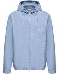 Moncler - Moncler Cotton Blend Poplin Hooded Shirt Jacket - Lyst