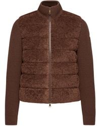 Moncler - Cardigan Zippé En Laine Et Teddy Matelassé - Lyst