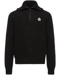 Moncler - Moncler Logo Rib Wool Turtleneck - Lyst