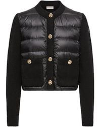 Moncler - Moncler Bouclé Wool Blend Padded Cardigan - Lyst