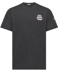 Moncler - Moncler Striped Logo Cotton Jersey T-Shirt - Lyst