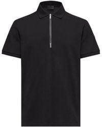 Moncler - Moncler Polo De Piqué De Algodón Con Logotipo Y Media Cremallera, Hombre, Talla - Lyst