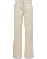 Moncler - Cotton Gabardine Straight Leg Trousers - Lyst