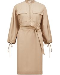 Moncler - Midikleid Aus Popeline Mit Gürtel, Damen, Größe - Lyst