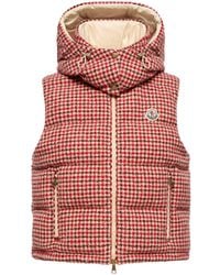 Moncler - Moncler Chaleco Plumífero De Mezcla De Lana Con Motivo Pata De Gallo Niverolle, Mujer, Talla - Lyst