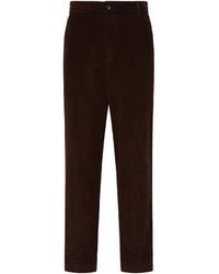 Moncler - Moncler Leather Logo Corduroy Trousers - Lyst
