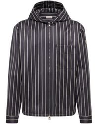 Moncler - Moncler Wool & Cotton Striped Hooded Shirt Jacket - Lyst