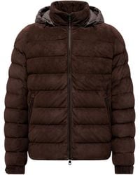 Moncler - Plumífero Corto Con Capucha De Ante Arneb, Hombre, Talla - Lyst