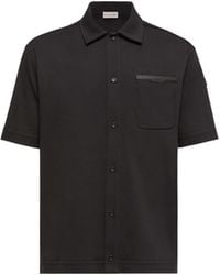 Moncler - Moncler Leather Logo Cotton Short Sleeve Shirt - Lyst