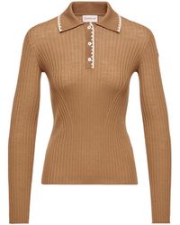 Moncler - Moncler Wool Long Sleeve Polo Shirt - Lyst