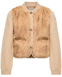 Moncler - Moncler Alpaca & Wool Blend Padded Cardigan - Lyst