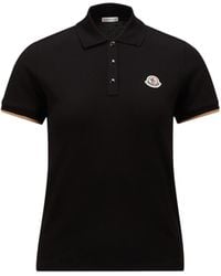 Moncler - Poloshirt Aus Baumwollpiqué Mit Logoaufnäher, Damen, Größe - Lyst