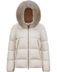 Moncler - Laichefur Hooded Shearling-Trimmed Short Down Jacket - Lyst