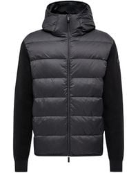 Moncler - Cárdigan Acolchado De Algodón Con Capucha Y Cremallera, Hombre, Talla - Lyst
