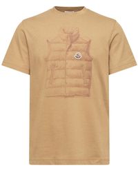 Moncler - Moncler Down Jacket Print Cotton T-Shirt - Lyst