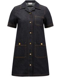 Moncler - Denim Mini Shirt Dress - Lyst