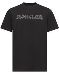 Moncler - Moncler Space Embroidered Logo Cotton T-Shirt - Lyst