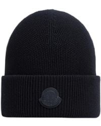 Moncler - Gorro De Cachemira Y Algodón Con Logotipo De Piel, Hombre, Talla - Lyst