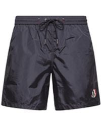 Moncler - Moncler Logo Patch Swim Shorts - Lyst