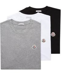 Moncler - Logo Patch Cotton T-Shirt (Pack Of Three) - Lyst