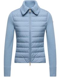 Moncler - Cárdigan Con Cremallera De Lana Acolchada, Mujer, Talla - Lyst