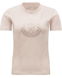 Moncler - Crystal Logo T-shirt Pink - Lyst