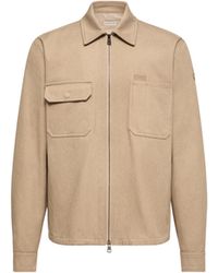 Moncler - Moncler Leather Logo Cotton Shirt Jacket - Lyst