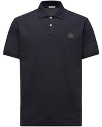 Moncler - Poloshirt Aus Baumwollpiqué Mit Logoaufnäher, Herren, Größe - Lyst