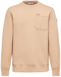 Moncler - Moncler Leather Logo Tag Cotton Blend Sweatshirt - Lyst