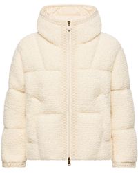 Moncler - Moncler Cristallin Hooded Wool Blend Short Down Jacket - Lyst