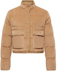 Moncler - Plumífero Corto De Pana Con Ribete Trenzado Essarts, Mujer, Talla - Lyst