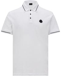 Moncler - Logo Patch Cotton Polo Shirt - Lyst