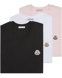 Moncler - Moncler Logo Patch Cotton T-Shirt (Pack Of Three) - Lyst