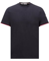 Moncler - Moncler Tricolour-Trimmed Cotton T-Shirt - Lyst