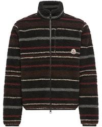Moncler - Moncler Striped Teddy Zip-Up Cardigan - Lyst