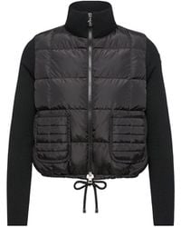 Moncler - Moncler Square-Quilted Padded Wool Zip-Up Cardigan - Lyst